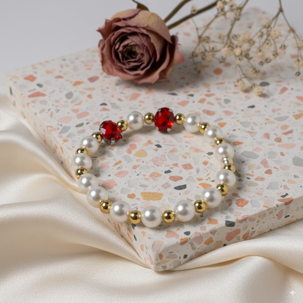 Round white pearl & Gold-plated gold beads