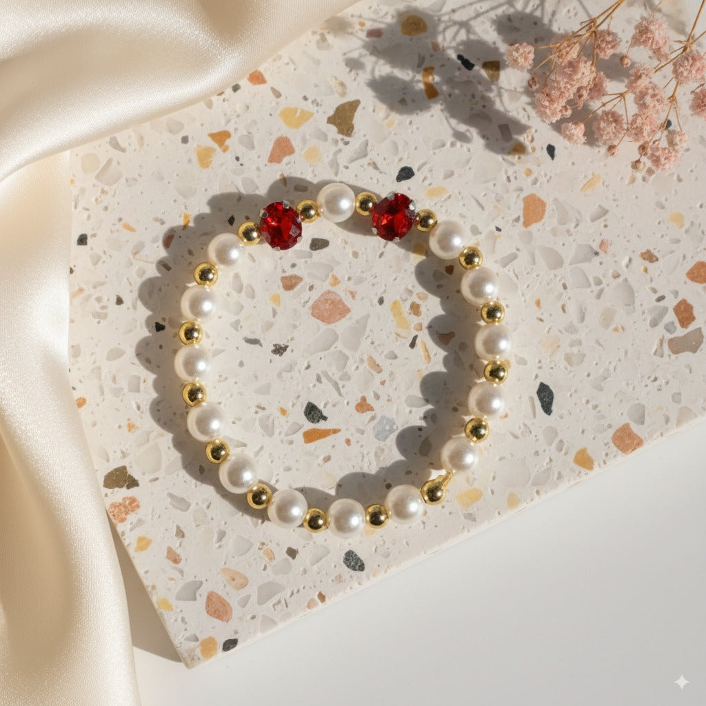 Round white pearl & Gold-plated gold beads