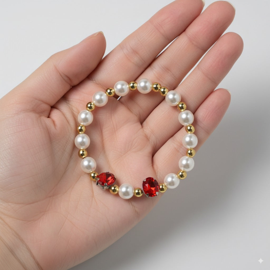 Round white pearl & Gold-plated gold beads