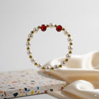 Round white pearl & Gold-plated gold beads