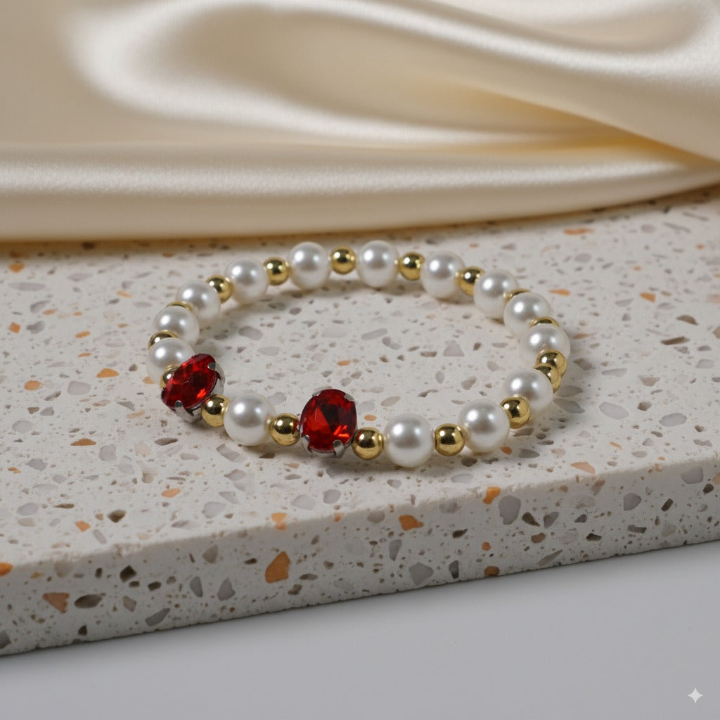 Round white pearl & Gold-plated gold beads