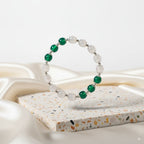 White chalcedony & green agate & 925 silver