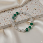 White chalcedony & green agate & 925 silver
