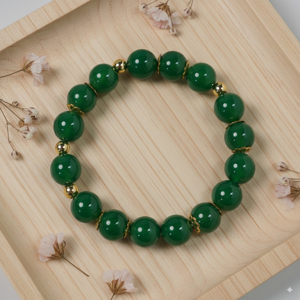 Green chalcedony round beads