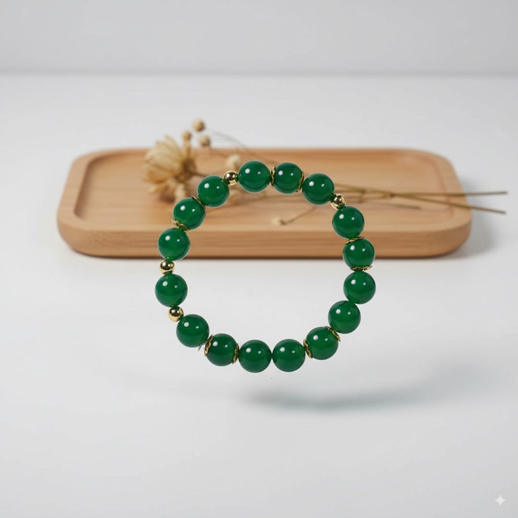 Green chalcedony round beads