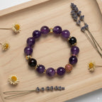 Amethyst beads & obsidian beads