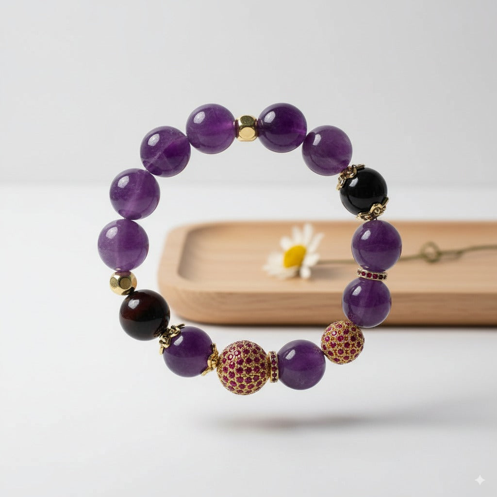 Amethyst beads & obsidian beads