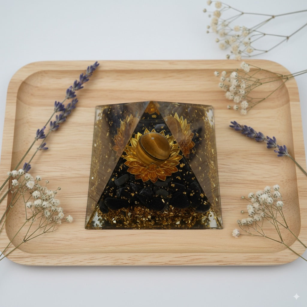 Obsidian Tiger's Eye Pyramid