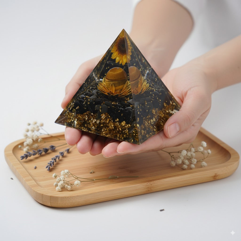 Obsidian Tiger's Eye Pyramid