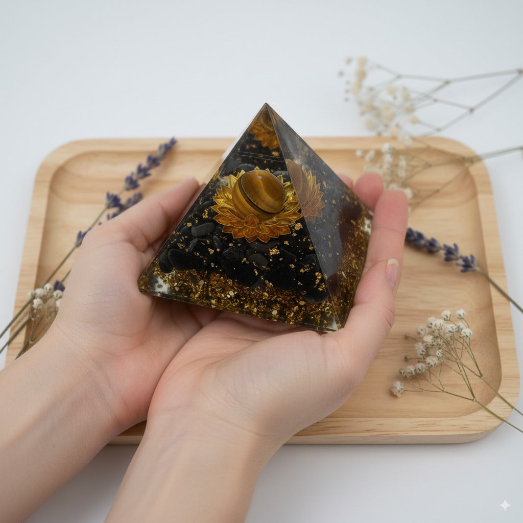 Obsidian Tiger's Eye Pyramid