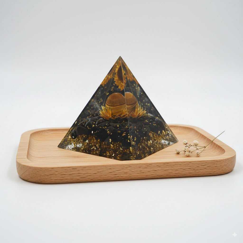 Obsidian Tiger's Eye Pyramid