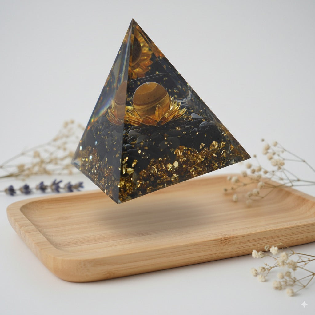 Obsidian Tiger's Eye Pyramid