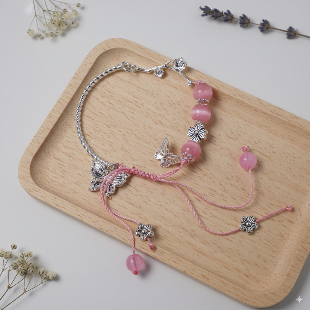 Rose quartz & silver alloy