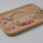 Rose quartz & silver alloy