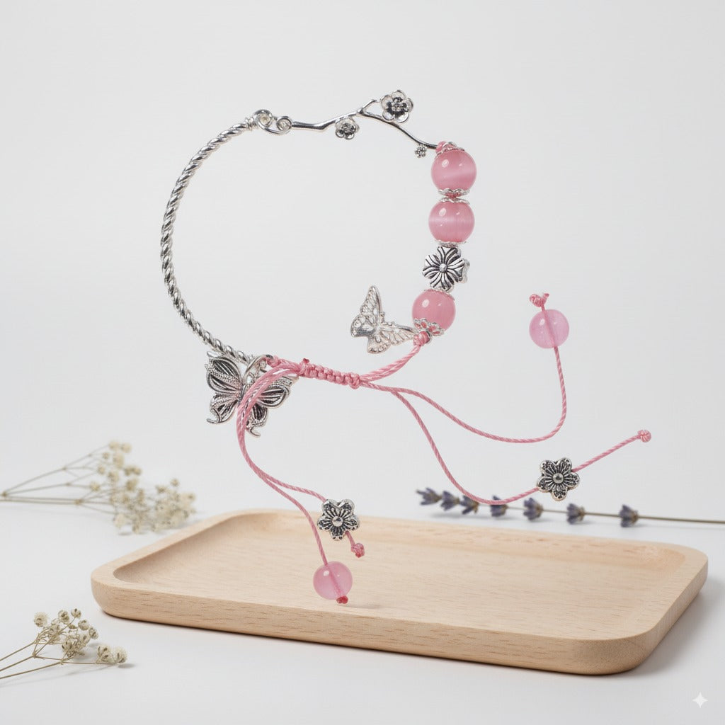 Rose quartz & silver alloy