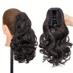 Short Blonde Auburn Ombre Claw Clip In Ponytail Extension Curly Wavy Pony Tails Hair