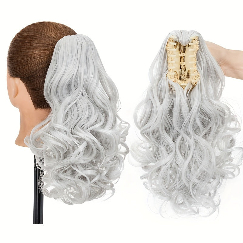 Short Blonde Auburn Ombre Claw Clip In Ponytail Extension Curly Wavy Pony Tails Hair