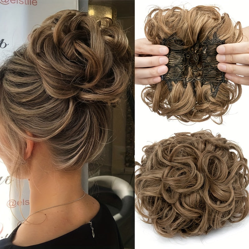 Short Combs Messy Curly Dish Hair Bun Extension Easy Stretch Hair Combs Clip In Ponytail Extension Scrunchie Chignon Tray Ponytail Hairpieces