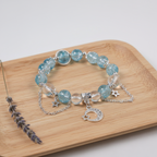 Ice-cracked blue glass bracelet