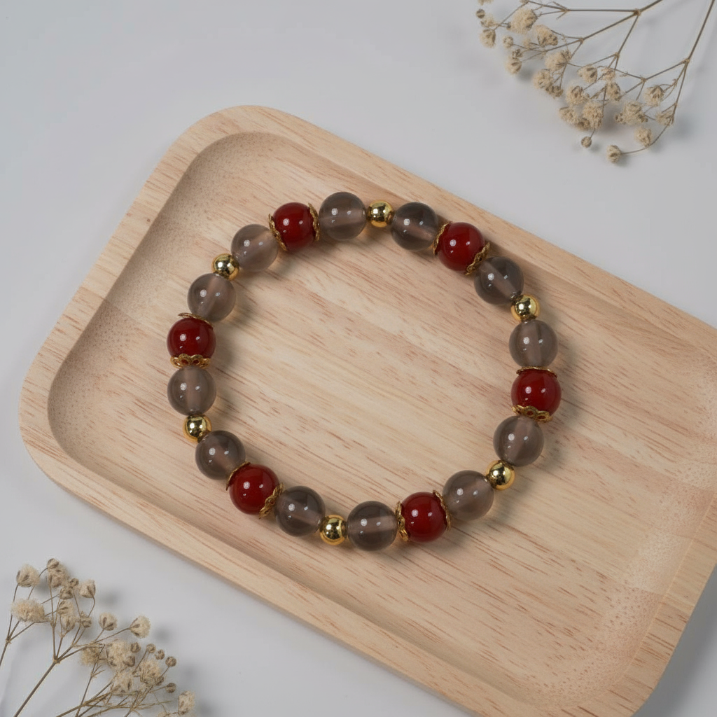 Grey agate & red agate