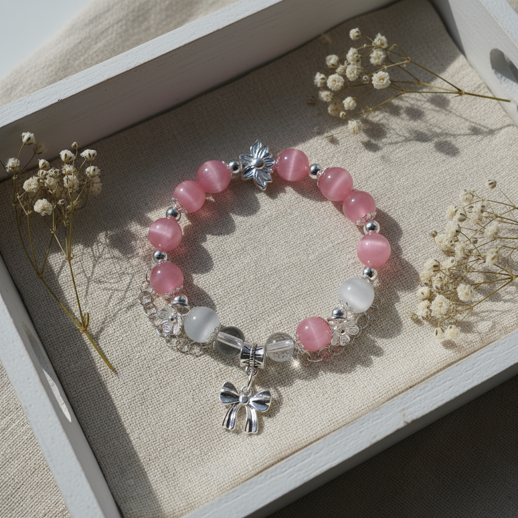 Rose crystal beads & moonstone beads