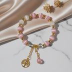 Pink cat's eye stone & white chalcedony