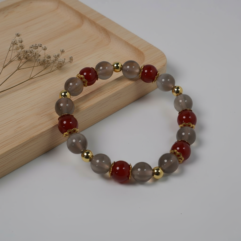 Grey agate & red agate