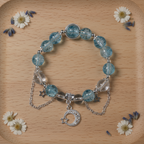 Ice-cracked blue glass bracelet