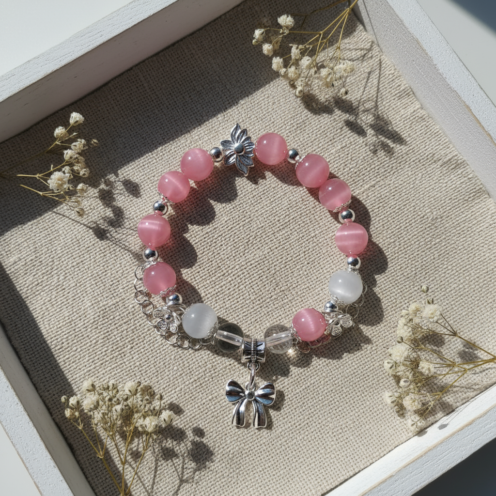 Rose crystal beads & moonstone beads