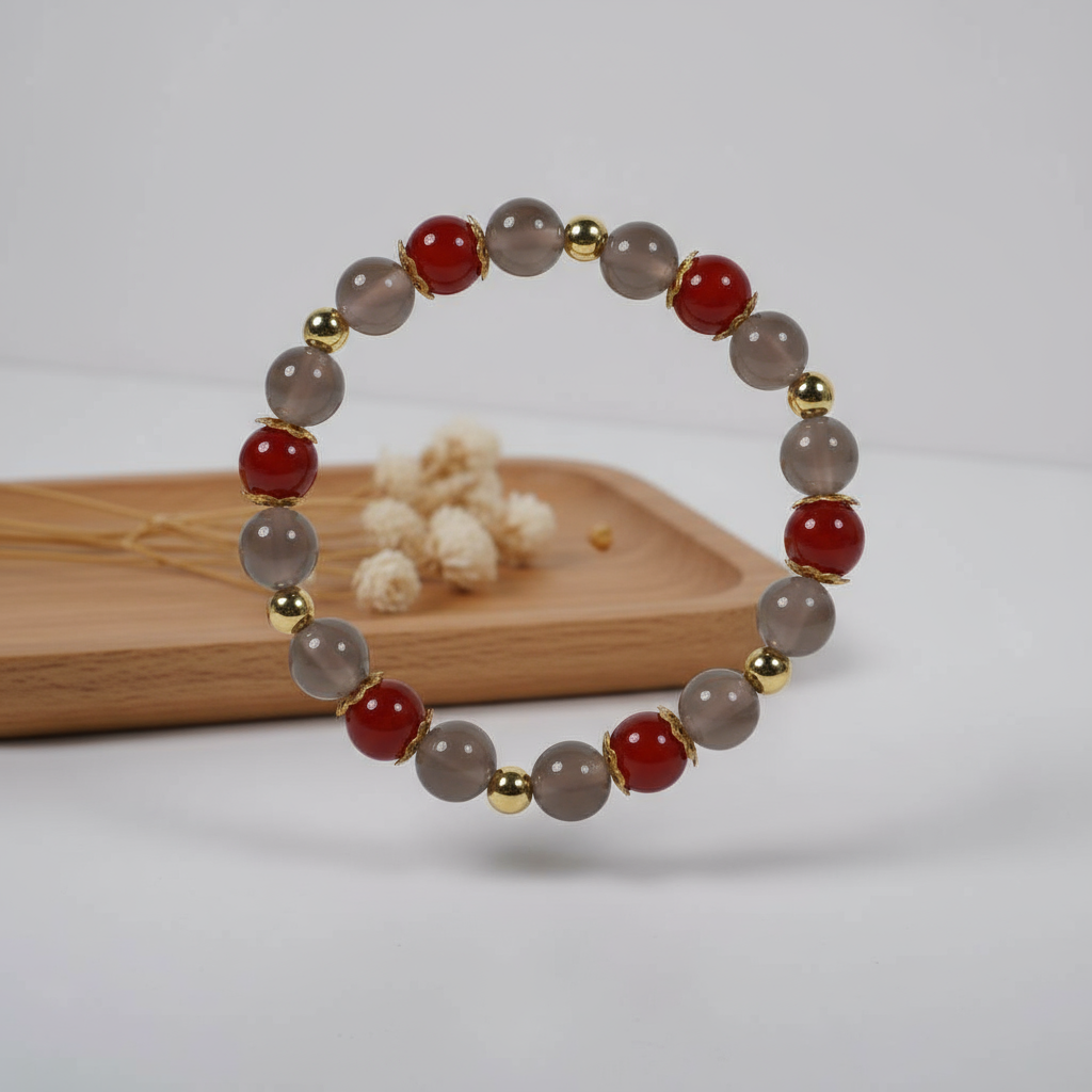 Grey agate & red agate
