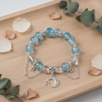 Ice-cracked blue glass bracelet