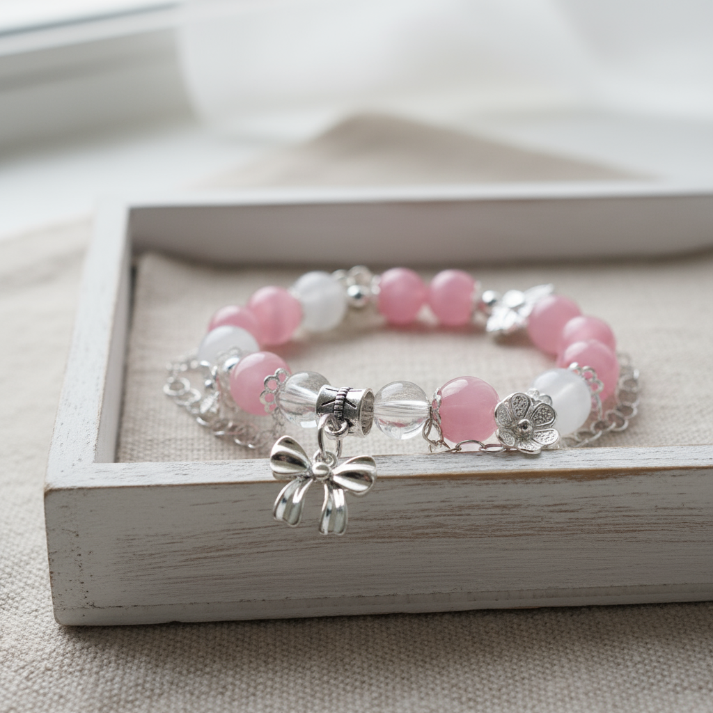 Rose crystal beads & moonstone beads