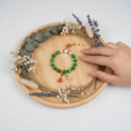 Green cat's eye stone & red agate & pearl