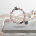 Pink cat's eye stone & Alloy silver-plated