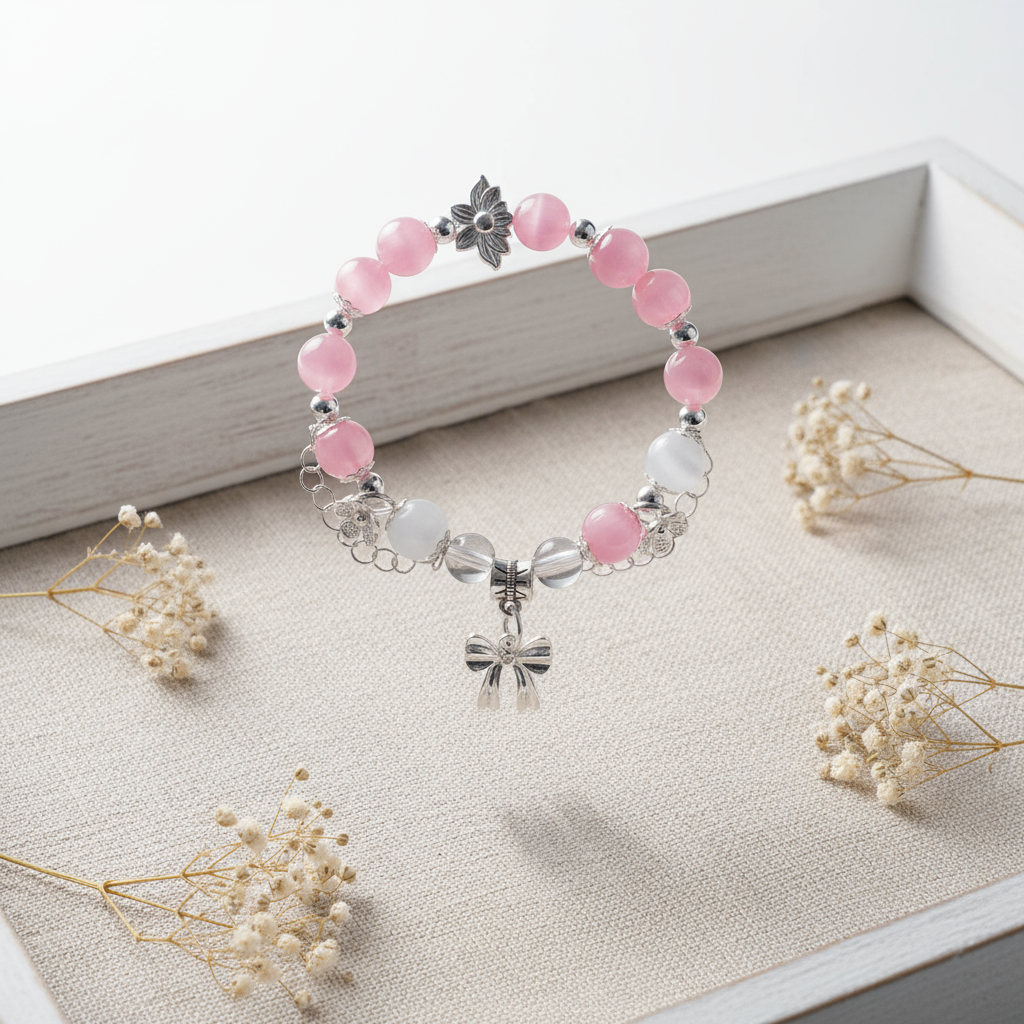 Rose crystal beads & moonstone beads