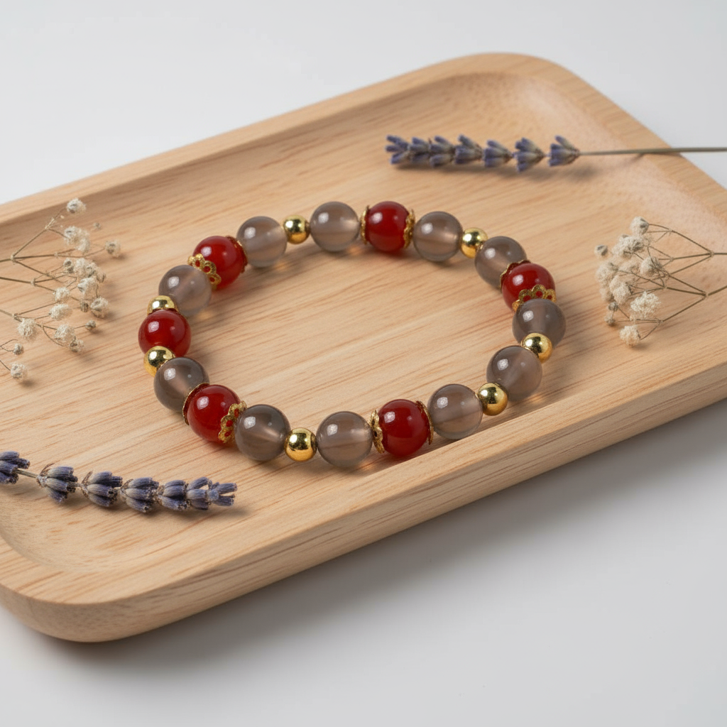 Grey agate & red agate