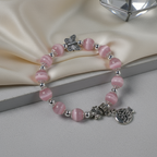 Pink cat's eye stone & Alloy silver-plated