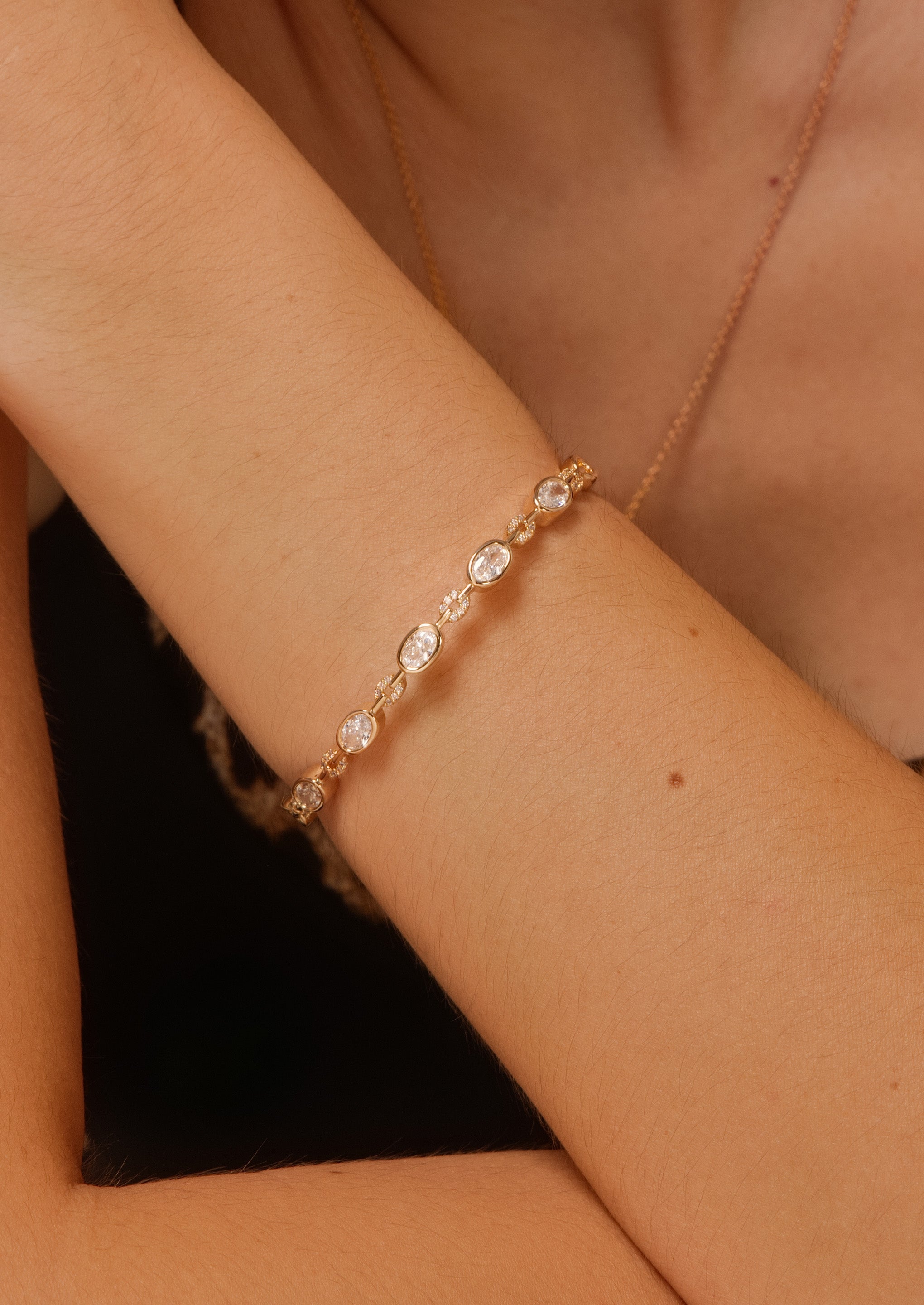 Oval Gemstone Cuff Bracelet