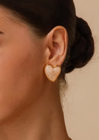 Amber Heart Stud Earrings