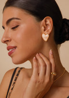 Amber Heart Stud Earrings